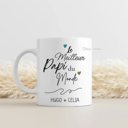 Mug, blanc, personnalisé, mamie, cadeau, famille, original, unique, fête des grands-pères.